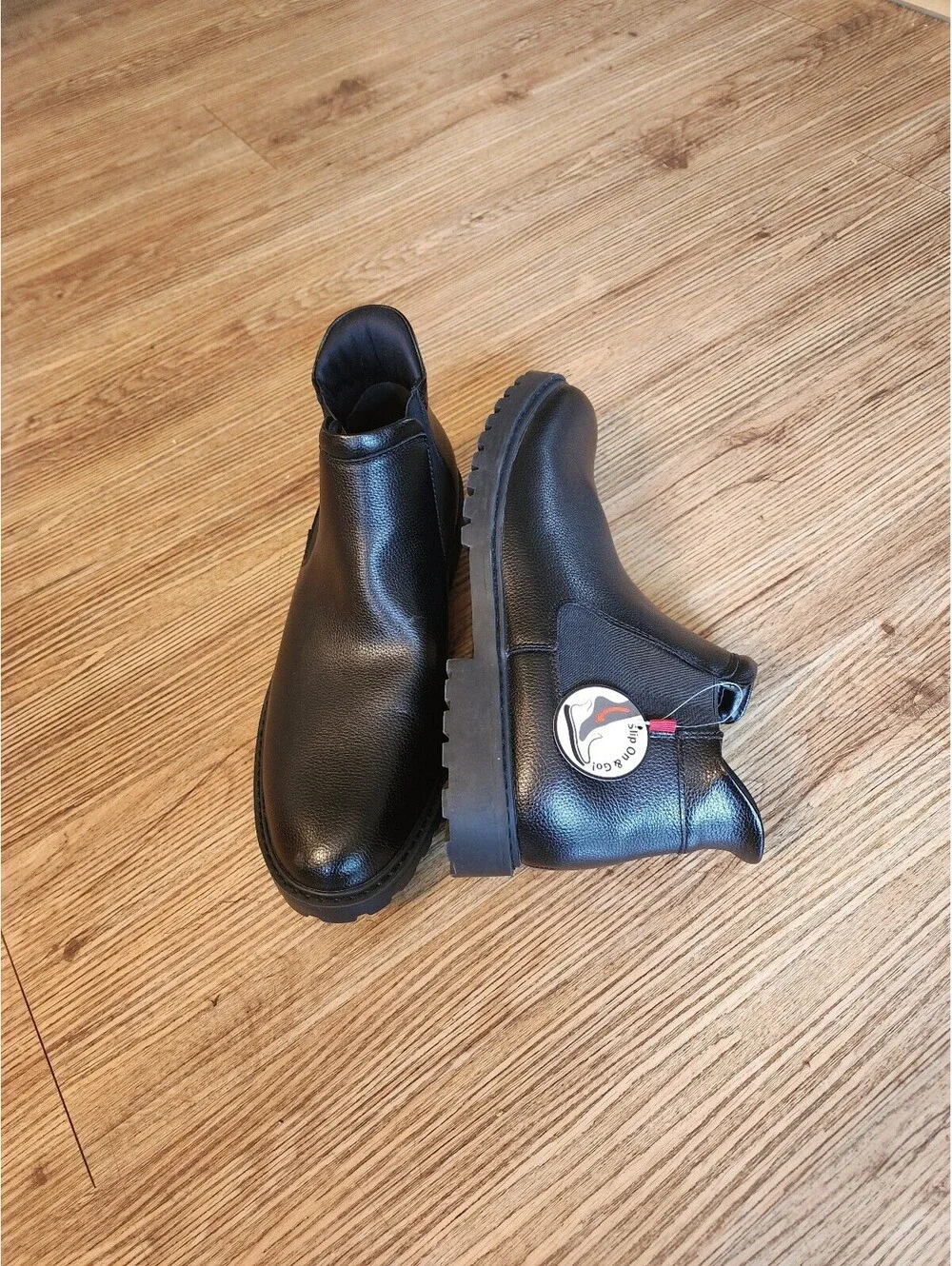 Size 12 Marc Joseph Black Leather Chelsea Boots with Rugged Sole, Size 41, Used